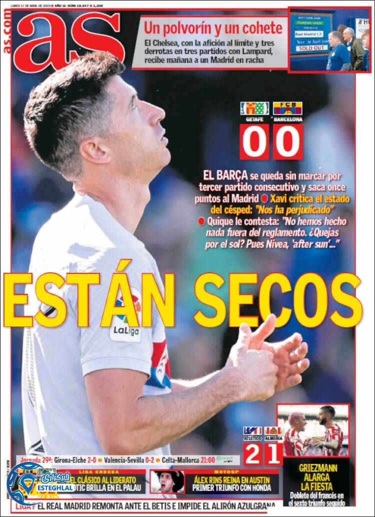 روزنامه ورزشی آ اس دوشنبه 28 فروردین 1402 