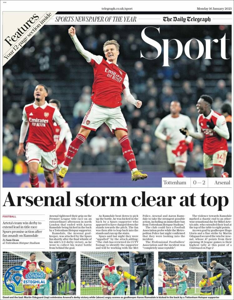 روزنامه ورزشی تلگراف اسپورت دوشنبه 26 دی 1401 