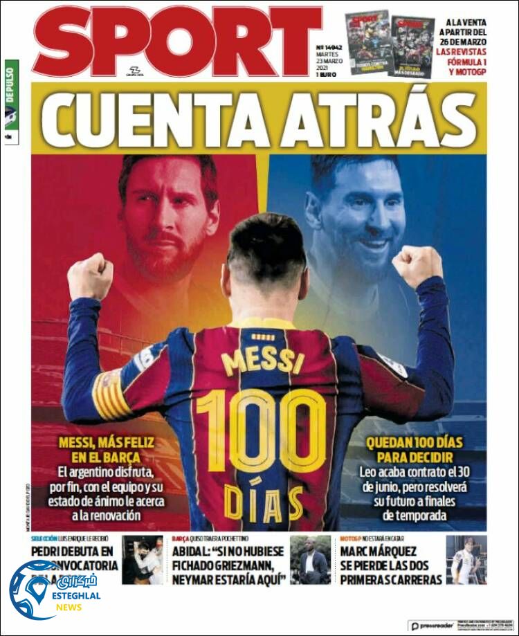 روزنامه ورزشی اسپورت سه شنبه 3 فروردین 1400