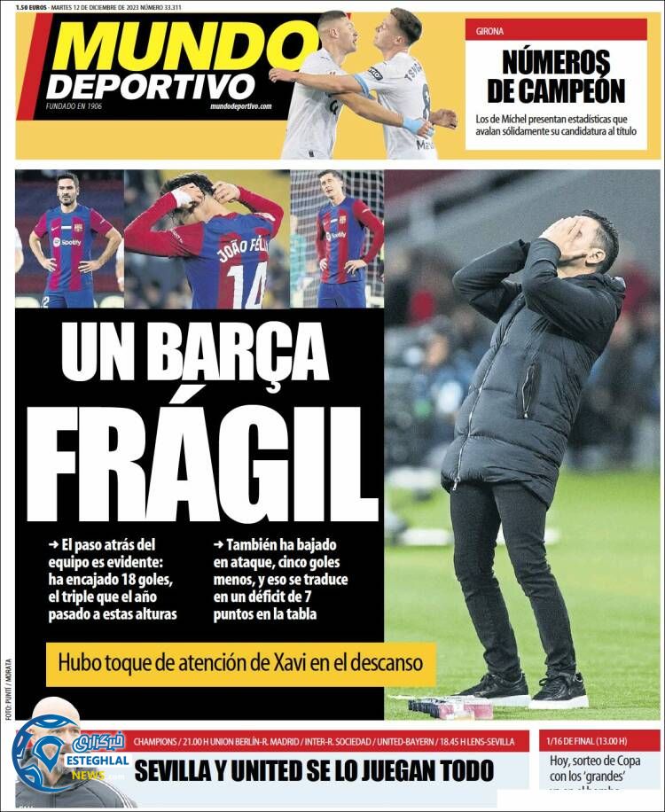 روزنامه ورزشی موندو دپورتیوو سه شنبه 21 آذر 1402 