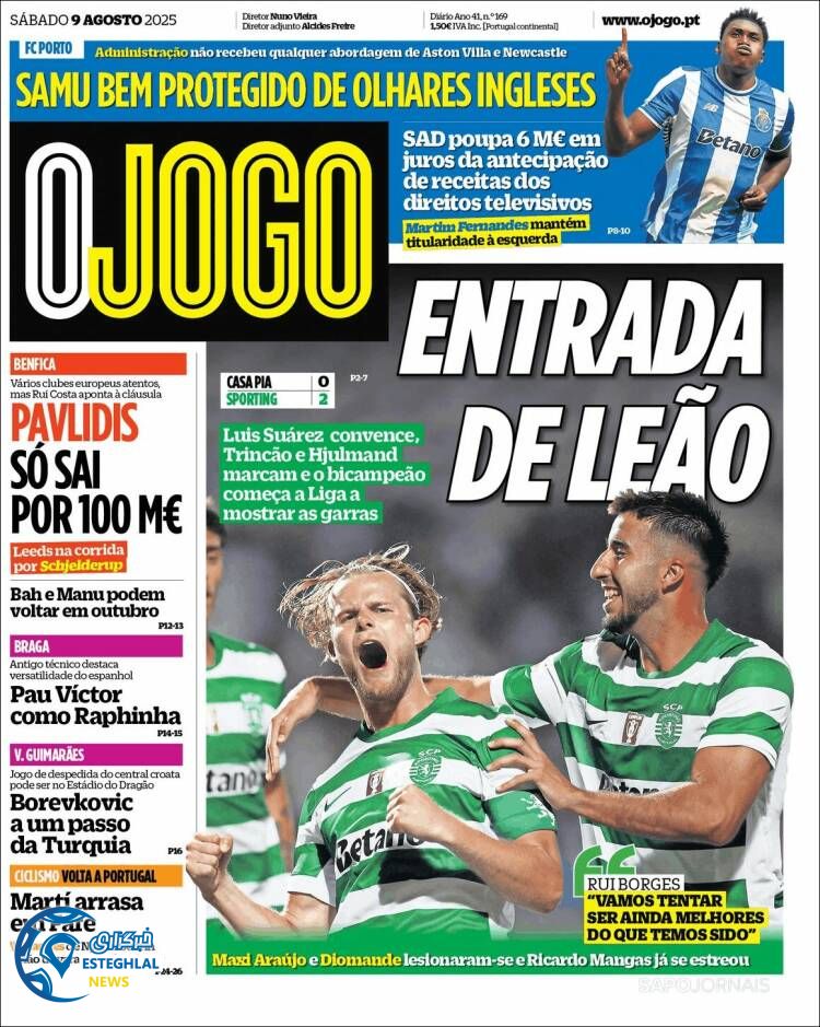 روزنامه ورزشی اوجوگو  شنبه 18 مرداد 1404  