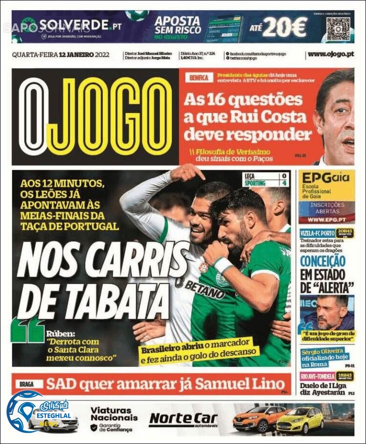 روزنامه ورزشی اوجوگو چهارشنبه 22 دی 1400