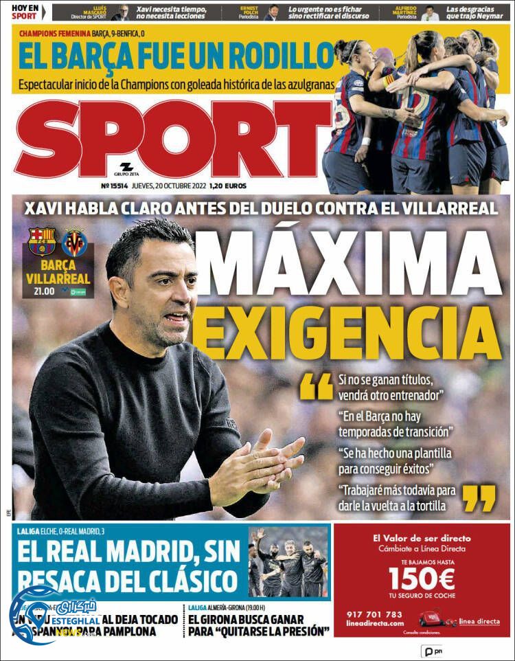 روزنامه ورزشی اسپورت پنجشنبه 28 مهر 1401 