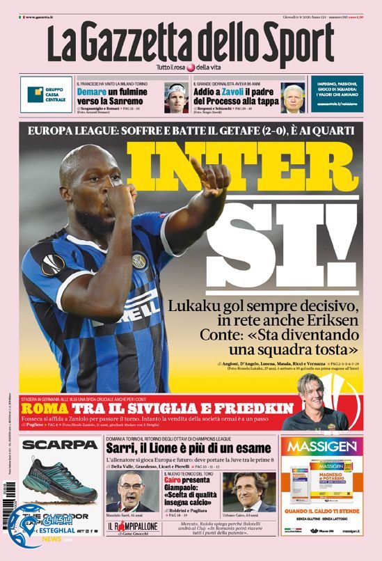 روزنامه ورزشی گاتزتا دلو اسپورت پنجشنبه 16 مرداد 1399