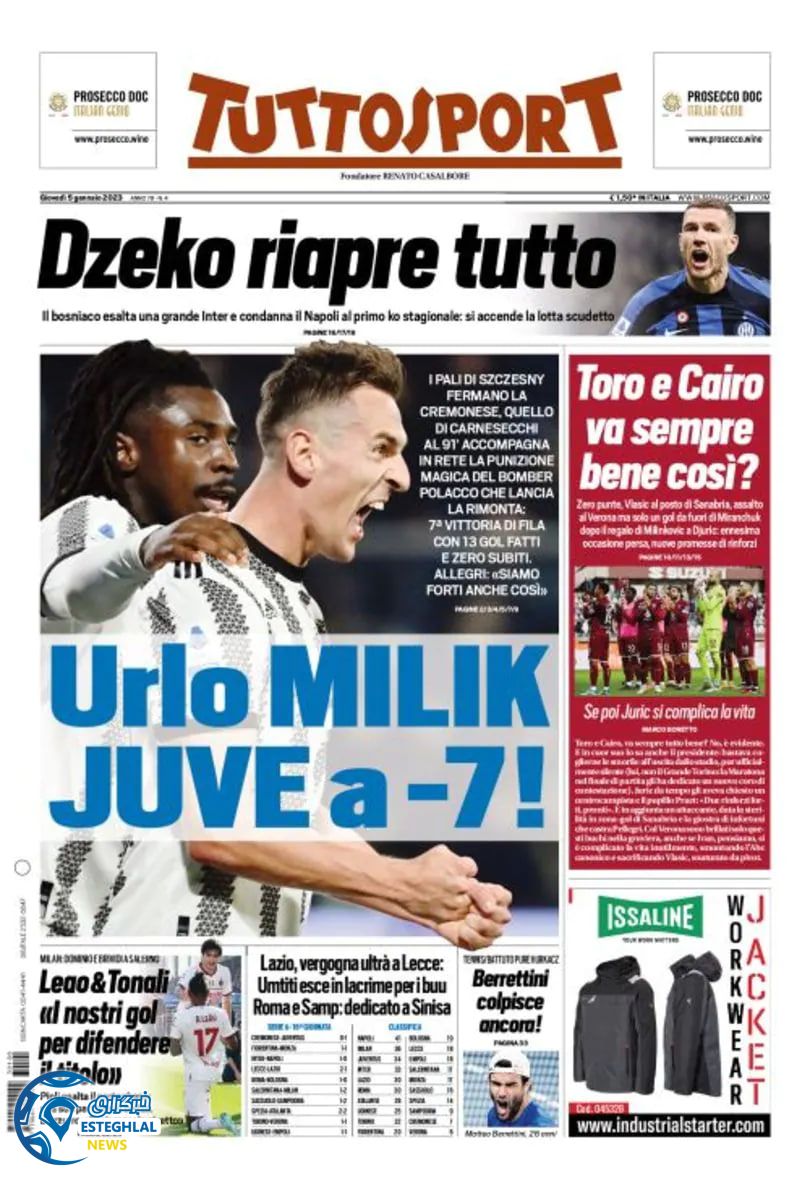 روزنامه ورزشی توتو اسپورت پنجشنبه 15 دی 1401