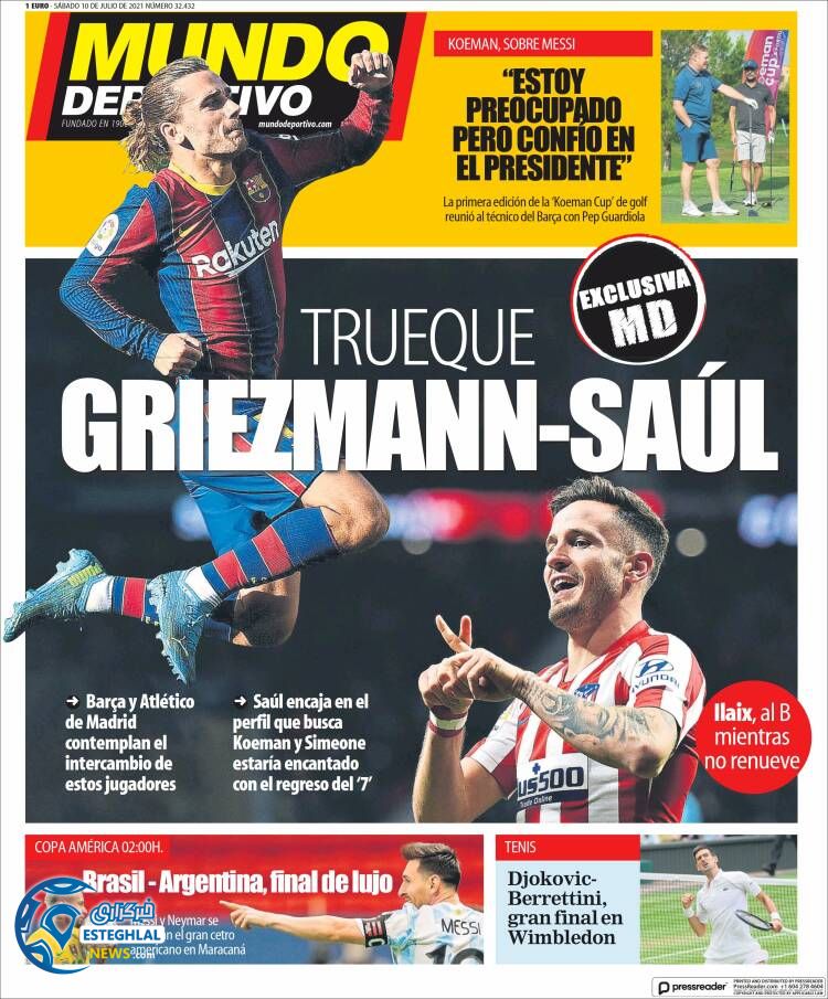 روزنامه ورزشی موندو دپورتیوو شنبه 19 تیر 1400