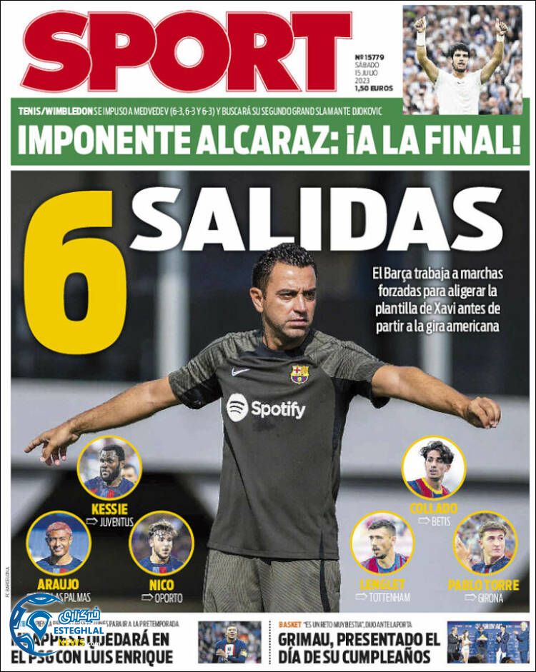 روزنامه  ورزشی اسپورت شنبه 24 تیر 1402 