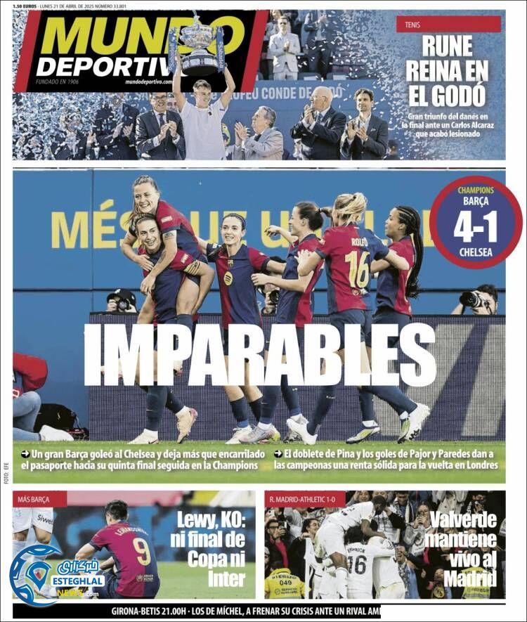 روزنامه  ورزشی موندو دپورتیوو دوشنبه 1 اردیبهشت 1404  