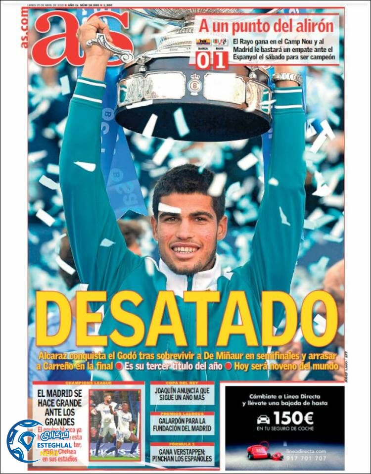 روزنامه ورزشی آ اس دوشنبه 5 اردیبهشت 1401