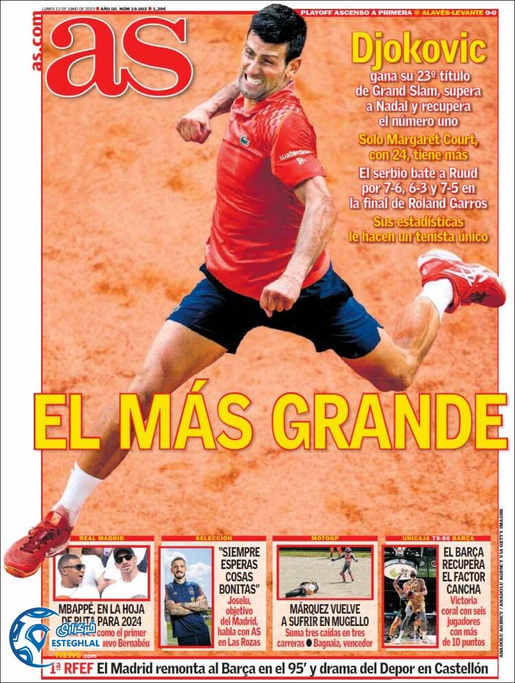 روزنامه ورزشی آ اس دوشنبه 22 خرداد 1402 