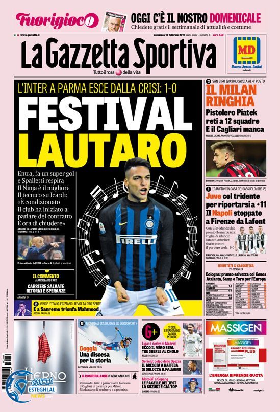 روزنامه ورزشی گاتزتا دلو اسپورت یکشنبه 21 بهمن 1397