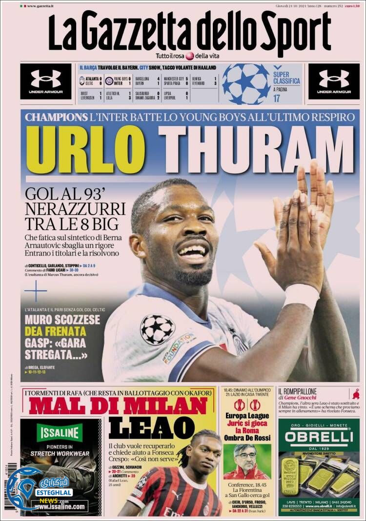 روزنامه ورزشی گاتزتا دلو اسپورت پنجشنبه 3 آبان 1403  