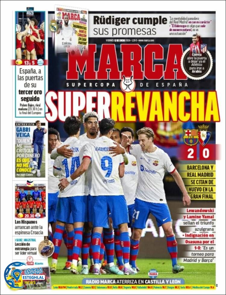 روزنامه ورزشی مارکا جمعه 22 دی 1402 