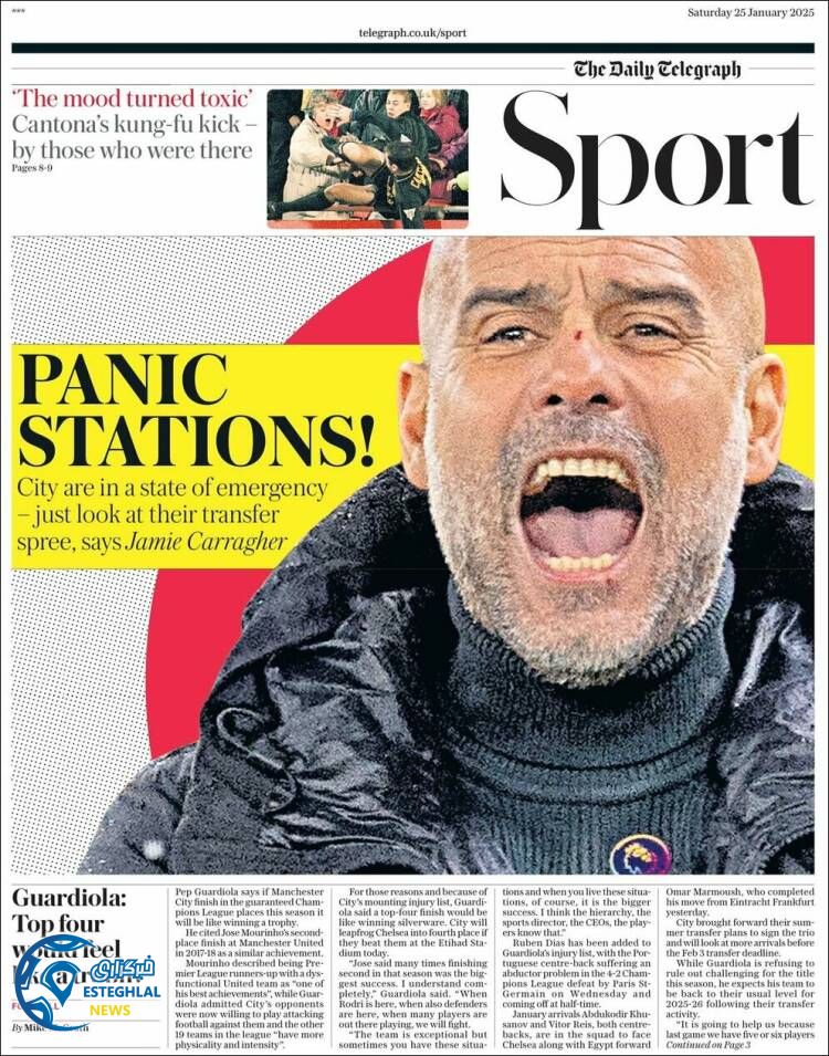 روزنامه ورزشی تلگراف اسپورت شنبه 6 بهمن 1403  