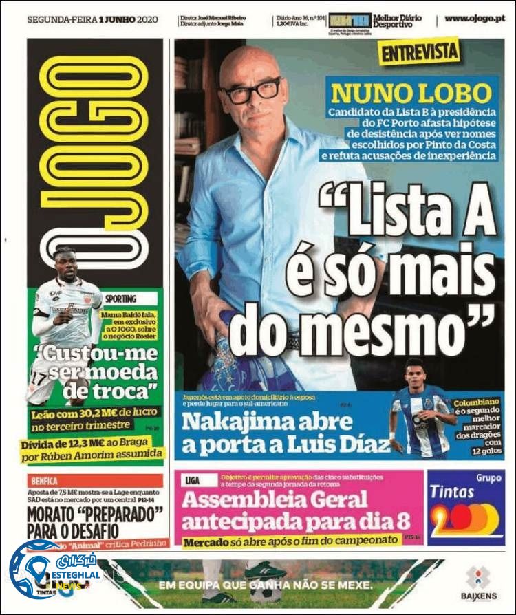 روزنامه ورزشی جوگو دوشنبه 12 خرداد 1399