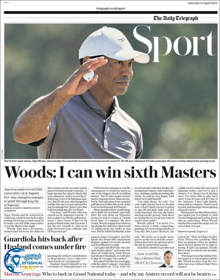 روزنامه ورزشی تلگراف اسپورت شنبه 25 فروردین 1403 