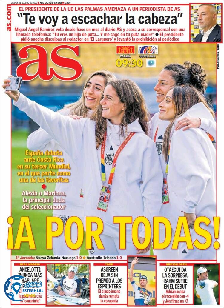 روزنامه ورزشی آ اس جمعه 30 تیر 1402 