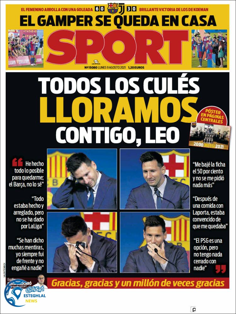 روزنامه ورزشی اسپورت دوشنبه 18 مرداد 1400