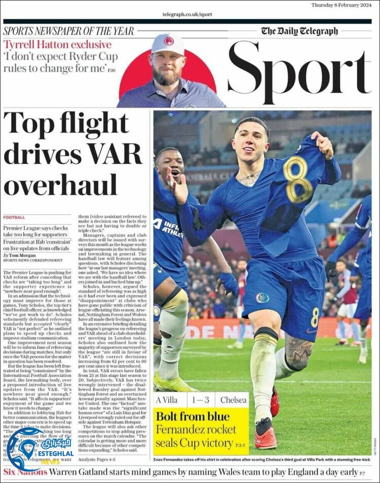 روزنامه ورزشی تلگراف اسپورت پنجشنبه 19 بهمن 1402 