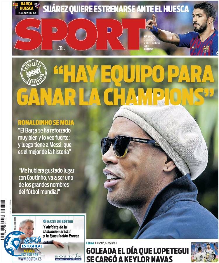 روزنامه ورزشی اسپورت یکشنبه 11 شهریور 1397