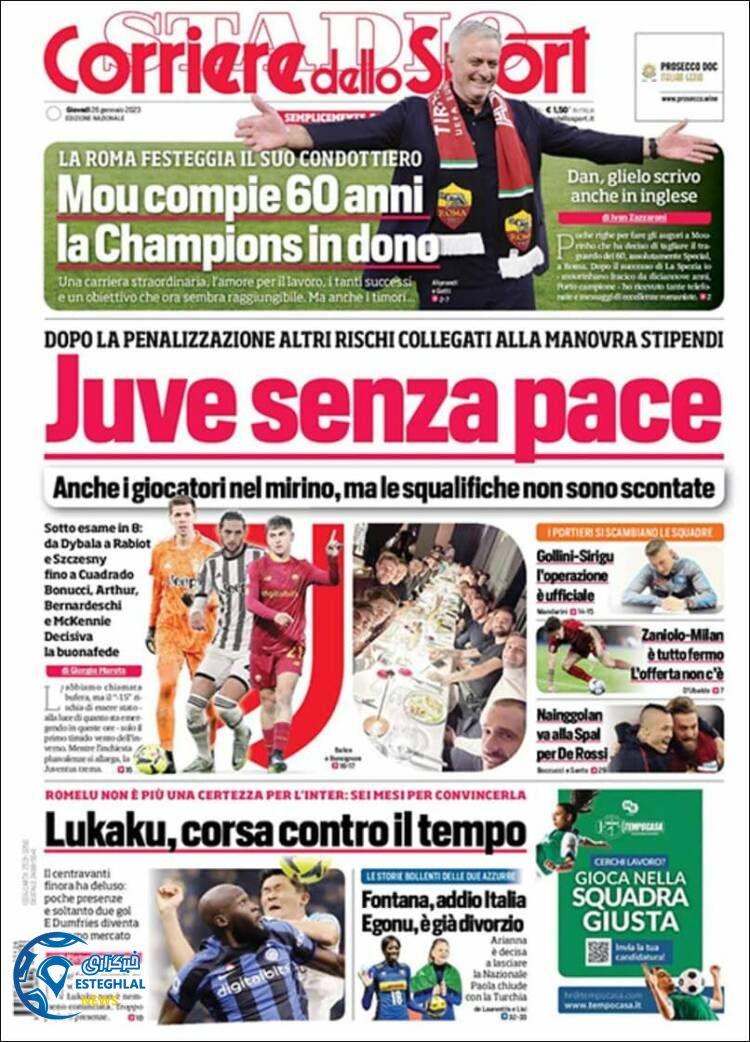 روزنامه ورزشی کوریره دلو اسپورت جمعه 7 بهمن 1401 