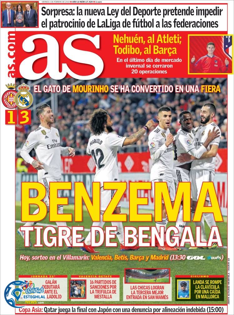 روزنامه ورزشی آ اس جمعه 12 بهمن 1397