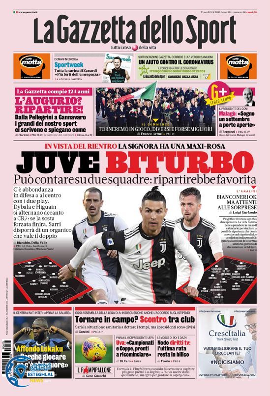 روزنامه ورزشی گاتزتا دلو اسپورت جمعه 15 فروردین 1399