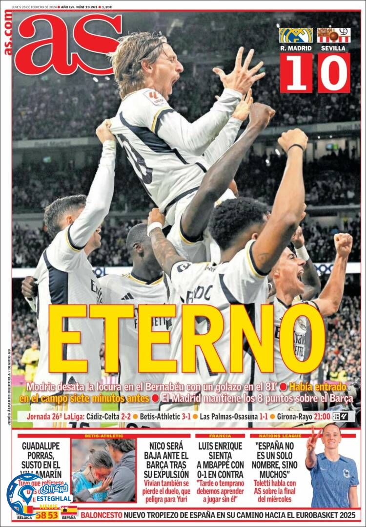 روزنامه ورزشی آ اس دوشنبه 7 اسفند 1402 