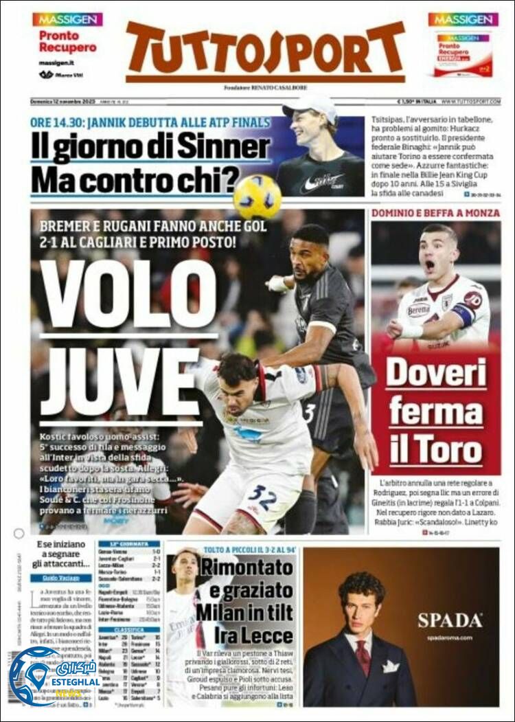 روزنامه ورزشی توتو اسپورت یکشنبه 21 آبان 1402 