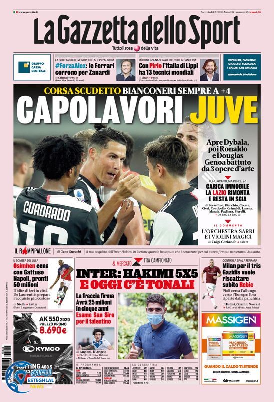 روزنامه ورزشی گاتزتا دلو اسپورت چهارشنبه 11 تیر 1399