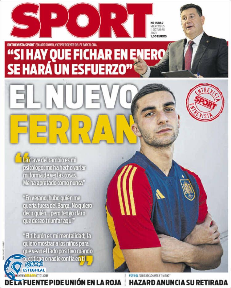 روزنامه ورزشی اسپورت چهارشنبه 19 مهر 1402 