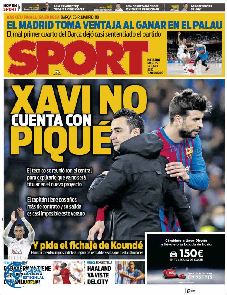 روزنامه ورزشی اسپورت سه شنبه 24 خرداد 1401