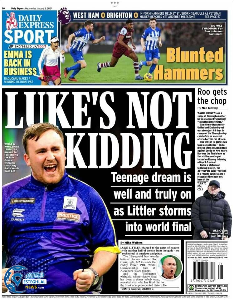 روزنامه ورزشی اکسپرس اسپورت چهارشنبه 13 دی 1402 