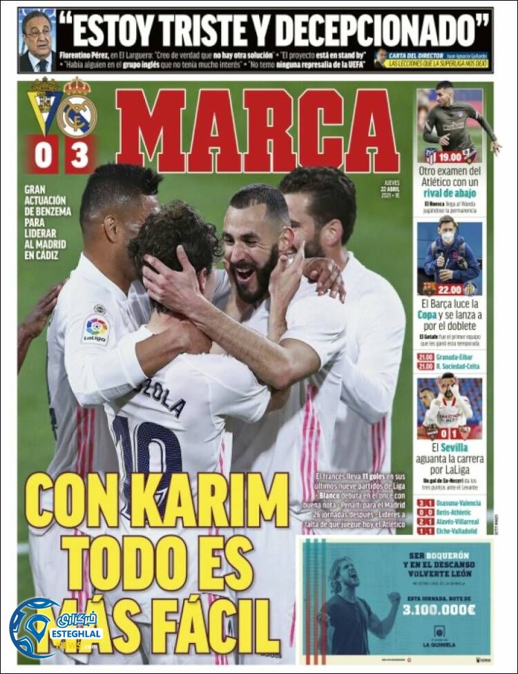 روزنامه ورزشی مارکا پنجشنبه 2 اردیبهشت 1400