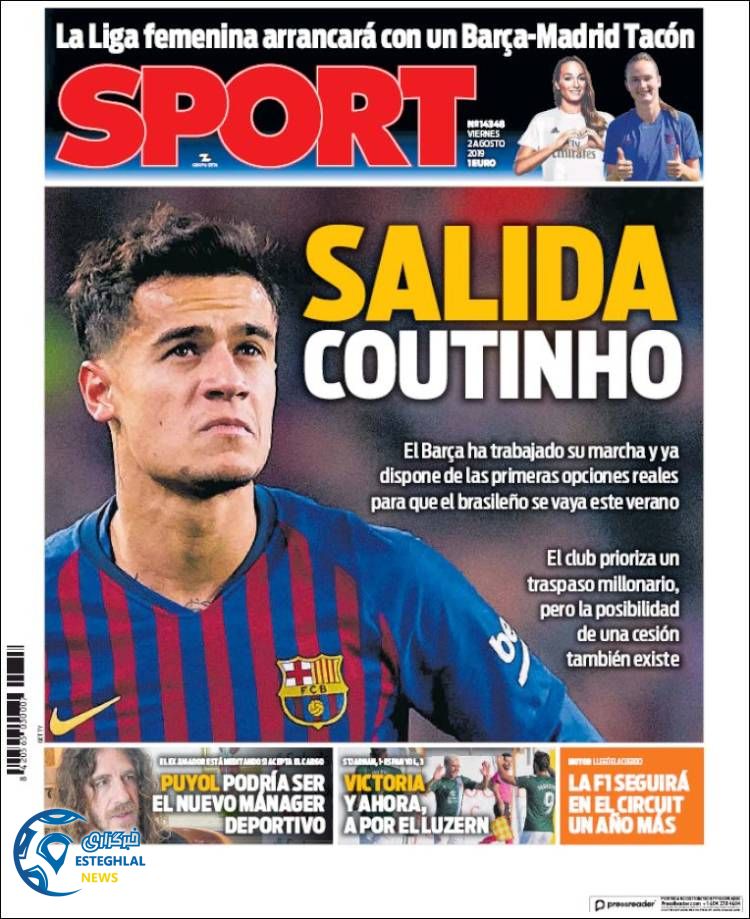 روزنامه ورزشی اسپورت جمعه 11 مرداد 1398