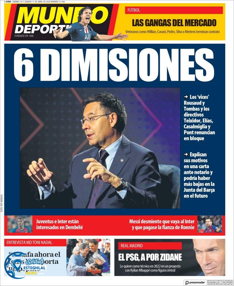 روزنامه ورزشی موندو دپورتیوو شنبه 23 فروردین 1399