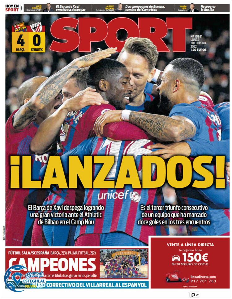 روزنامه ورزشی اسپورت دوشنبه 9 اسفند 1400