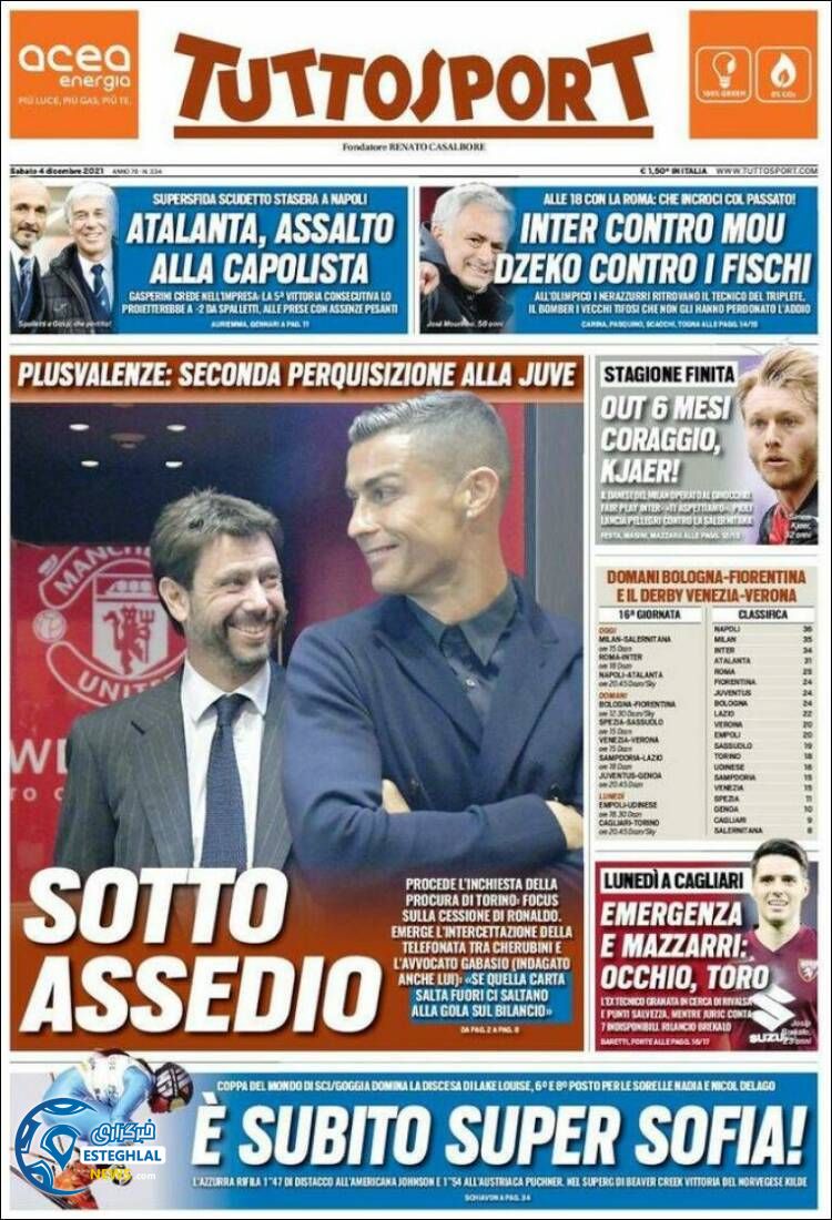 روزنامه ورزشی توتو اسپورت شنبه 13 آذر 1400