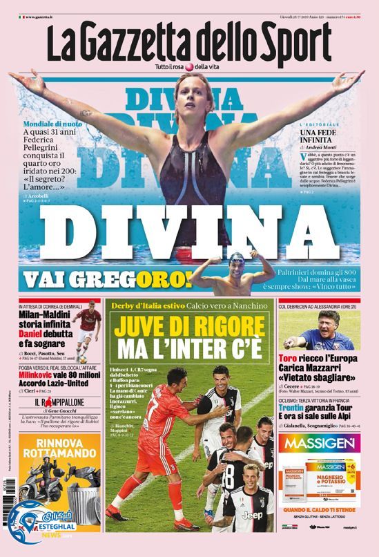 روزنامه ورزشی گاتزتا دلو اسپورت پنجشنبه 3 مرداد 1398 