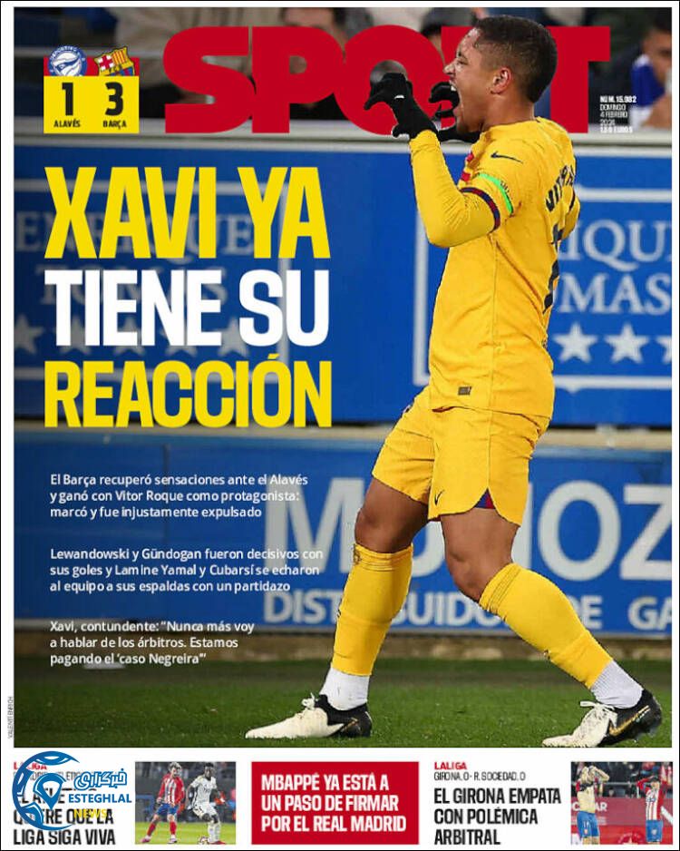 روزنامه  ورزشی اسپورت یکشنبه 15 بهمن 1402  