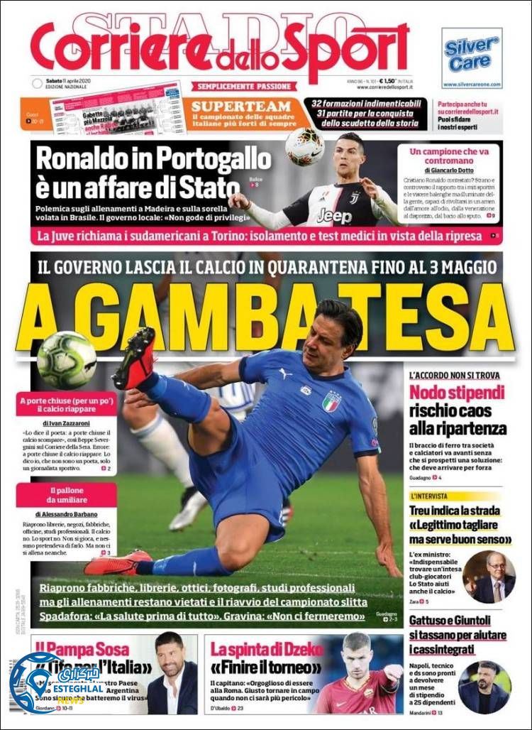 روزنامه ورزشی کوریره دلو اسپورت شنبه 23 فروردین 1399