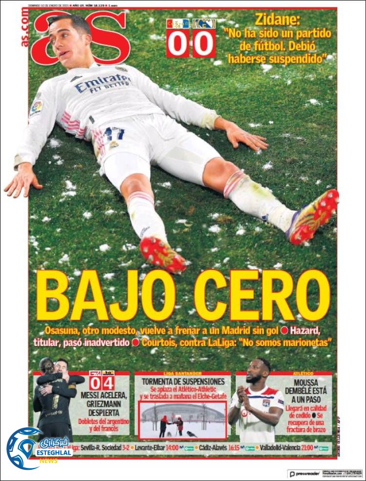 روزنامه ورزشی آاس یکشنبه 21 دی 1399