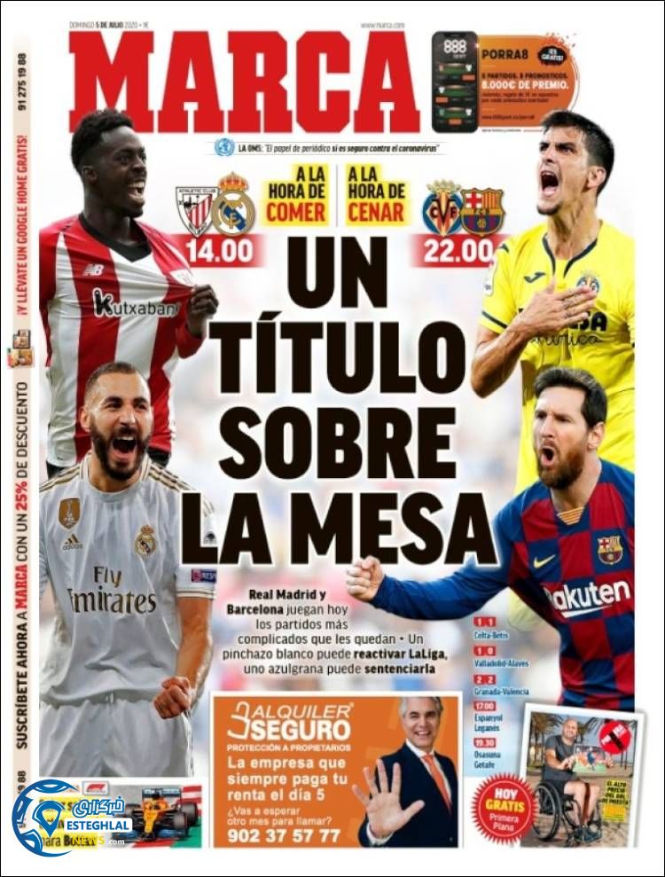 روزنامه ورزشی مارکا یکشنبه 15 تیر 1399