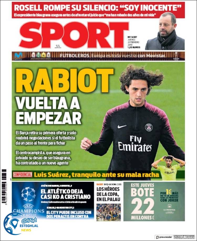 روزنامه ورزشی اسپورت پنجشنبه 2 اسفند 1397