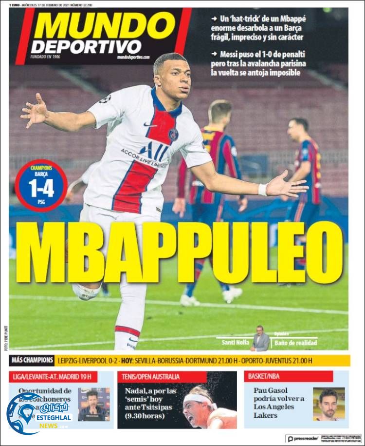 روزنامه ورزشی موندو دپورتیوو چهارشنبه 29 بهمن 1399