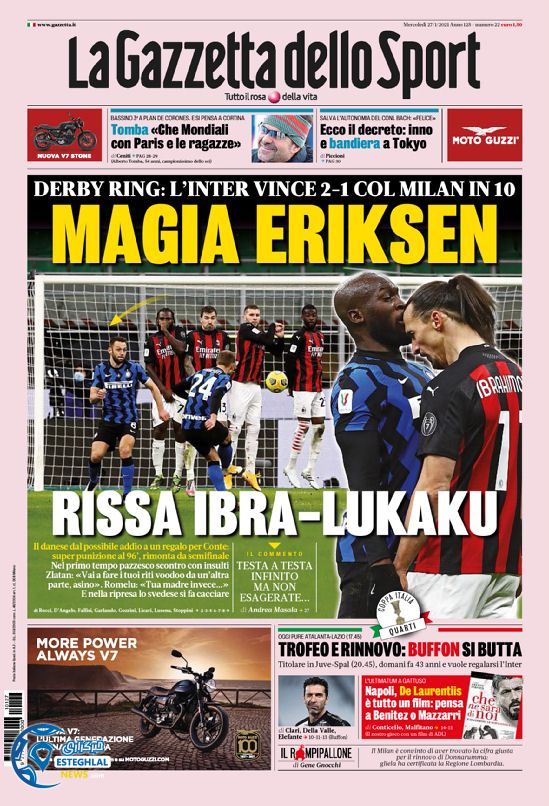 روزنامه ورزشی گاتزتا دلو اسپورت چهارشنبه 8 بهمن 1399