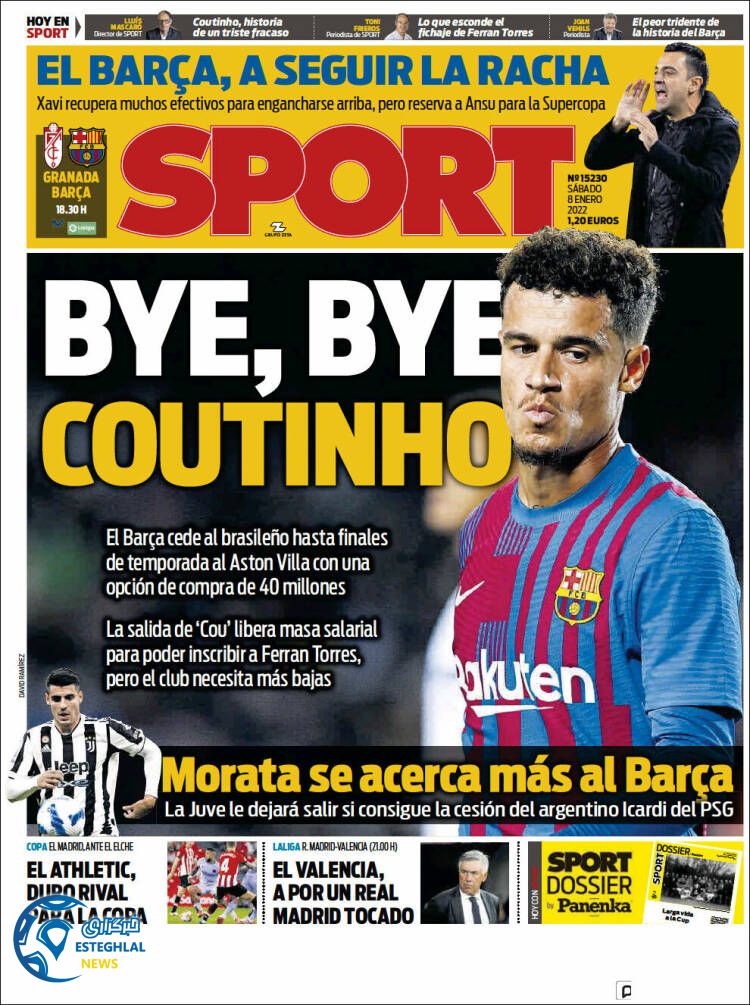 روزنامه ورزشی اسپورت شنبه 18 دی 1400