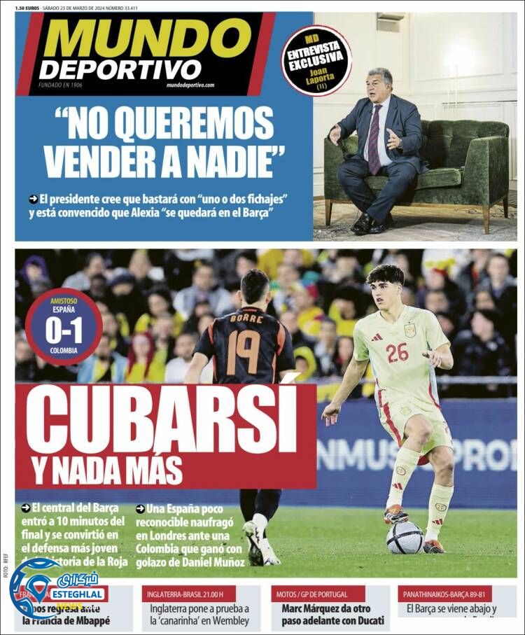 روزنامه ورزشی موندو دپورتیوو شنبه 4 فروردین 1403 