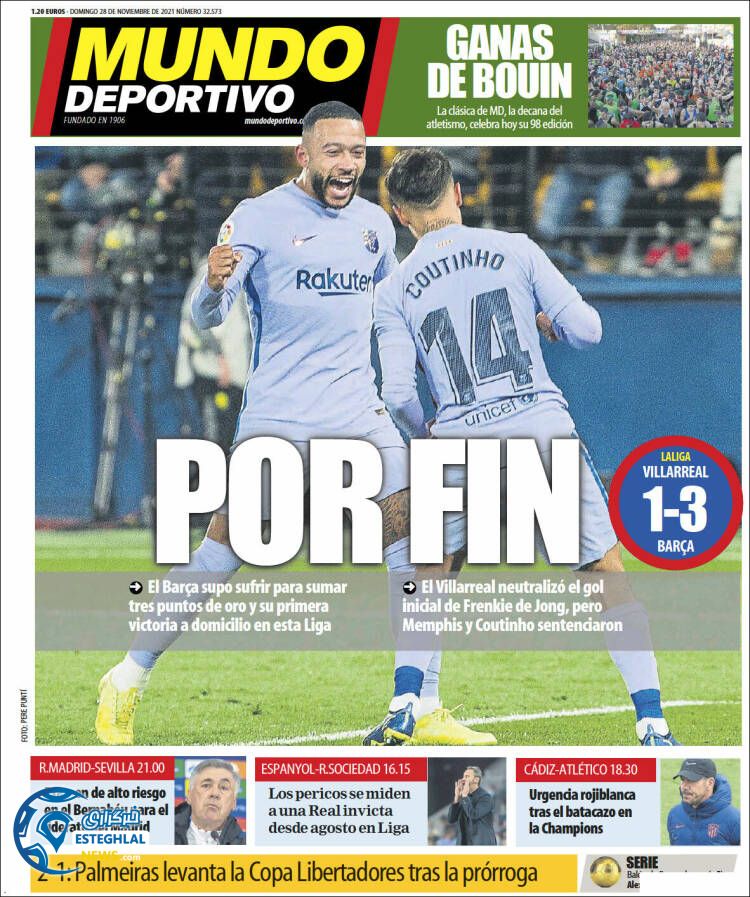 روزنامه ورزشی موندو دپورتیوو یکشنبه 7 آذر 1400
