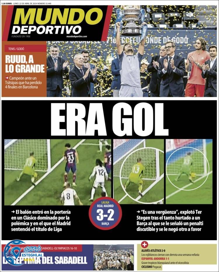 روزنامه ورزشی موندو دپورتیوو دوشنبه 3 اردیبهشت 1403 